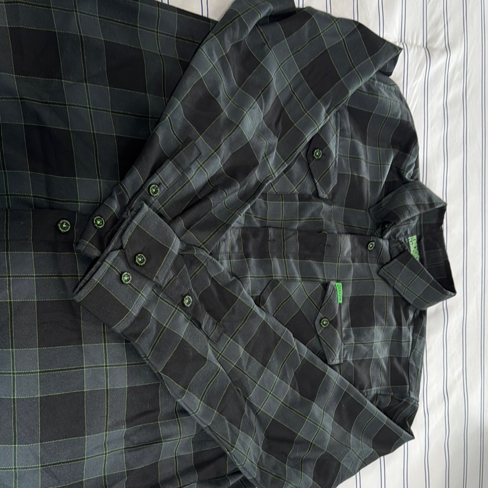 DIXXON Black and Green Plaid Shirt